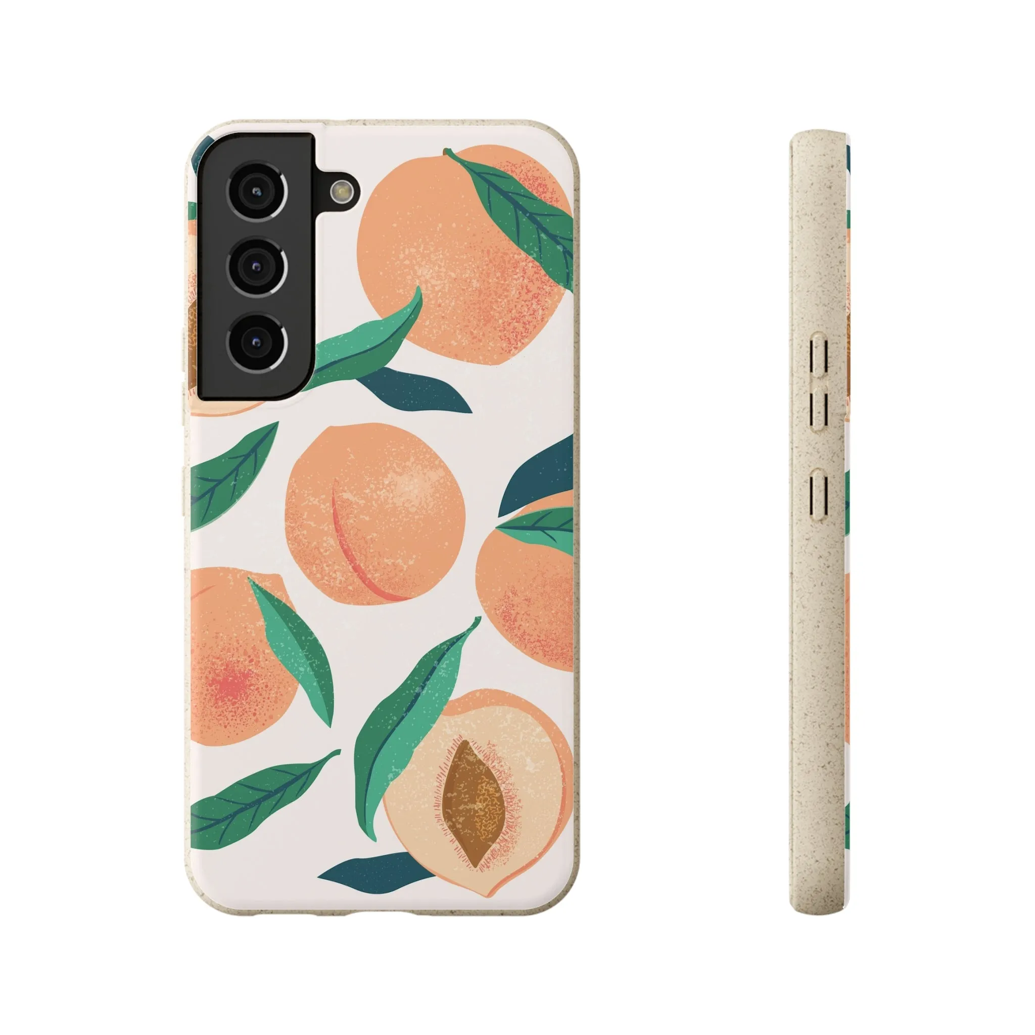 Peaches iPhone 13 12 11 Pro Case, Fruit Compostable Vegan Biodegradable Plant Samsung Galaxy S20 S22 Ultra Eco Friendly Cell Phone
