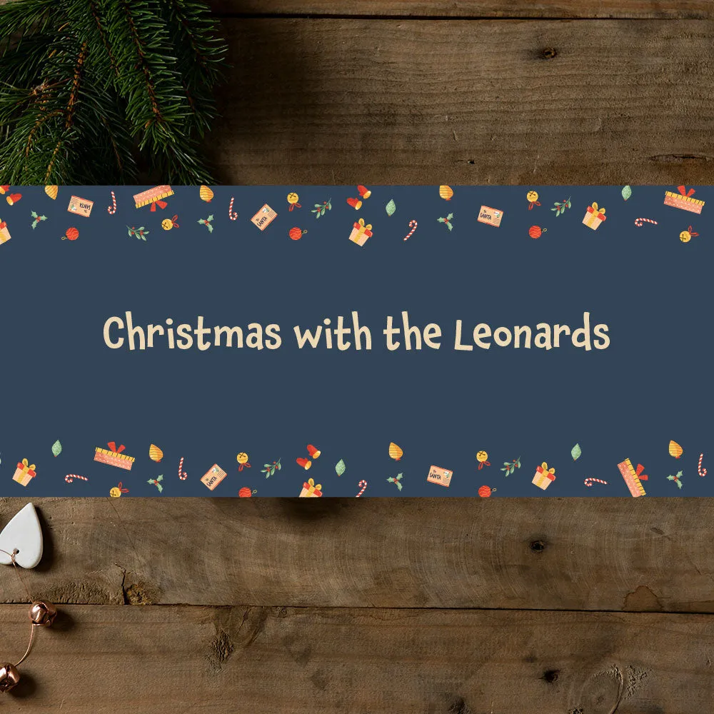 Personalised Table Runner - Navy Festive Fun