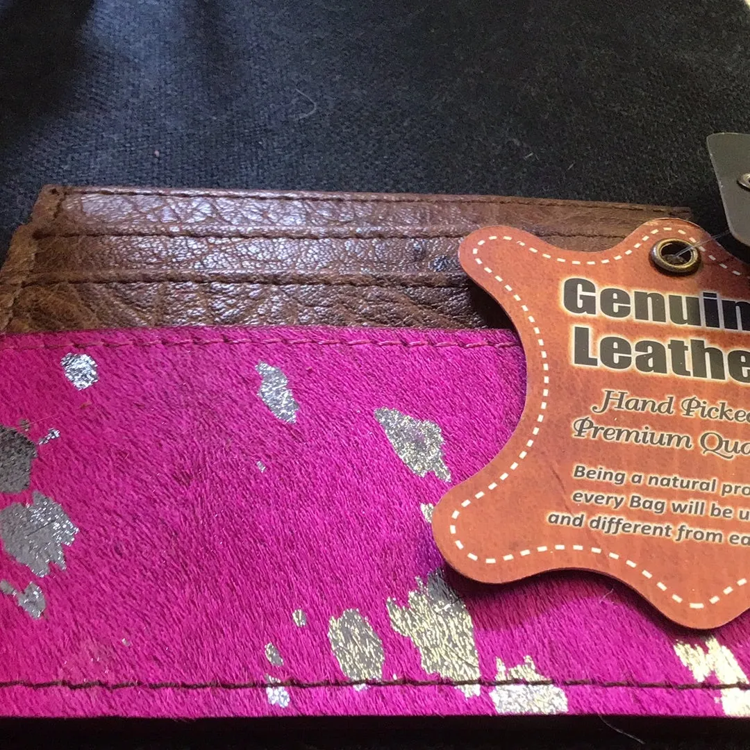 Pink Cowhide Card Holder