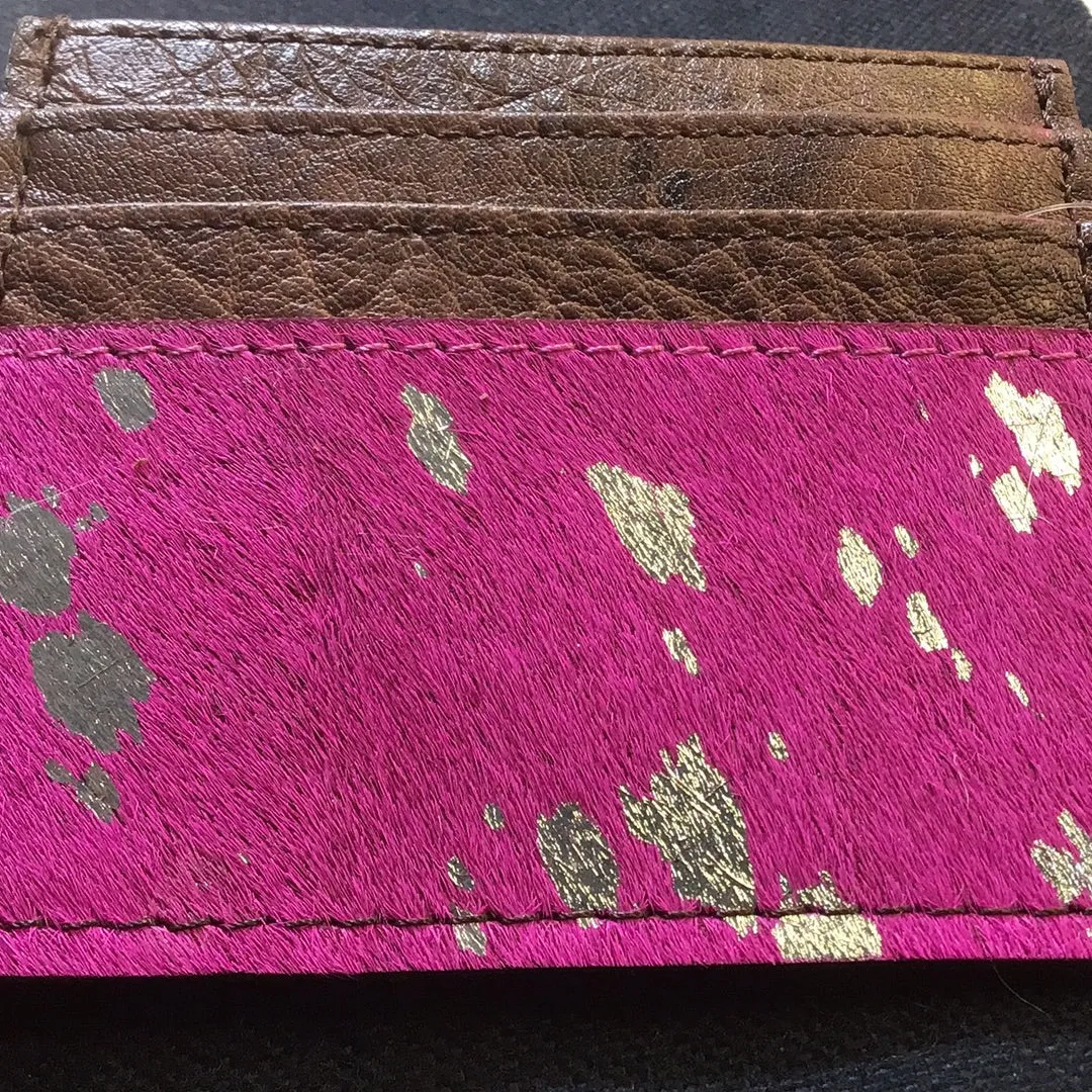 Pink Cowhide Card Holder