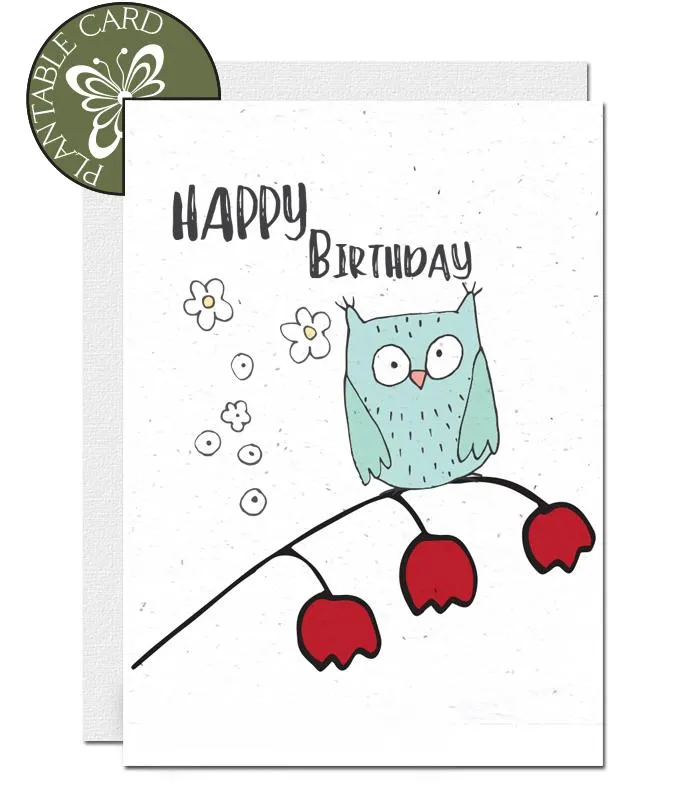 Plantable Birthday Card - Owl
