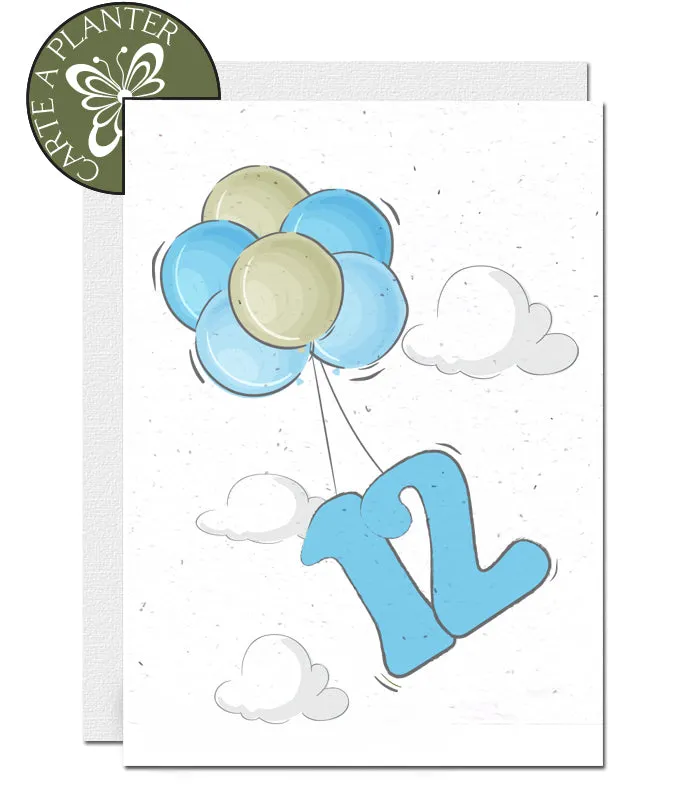 Plantable Birthday Card - Personalise Age - Boy 1 - 12 years