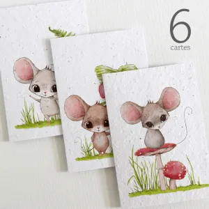 Plantable Blank Cards, Set of 6 - Little Mice