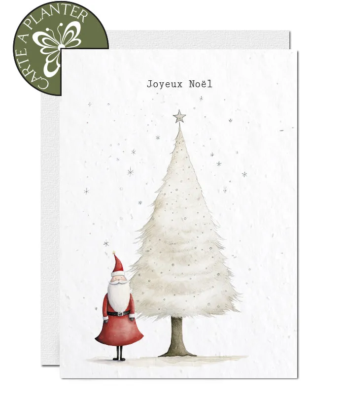 Plantable Christmas Card - Santa and White Tree