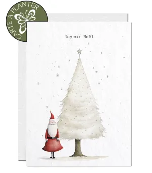 Plantable Christmas Card - Santa and White Tree