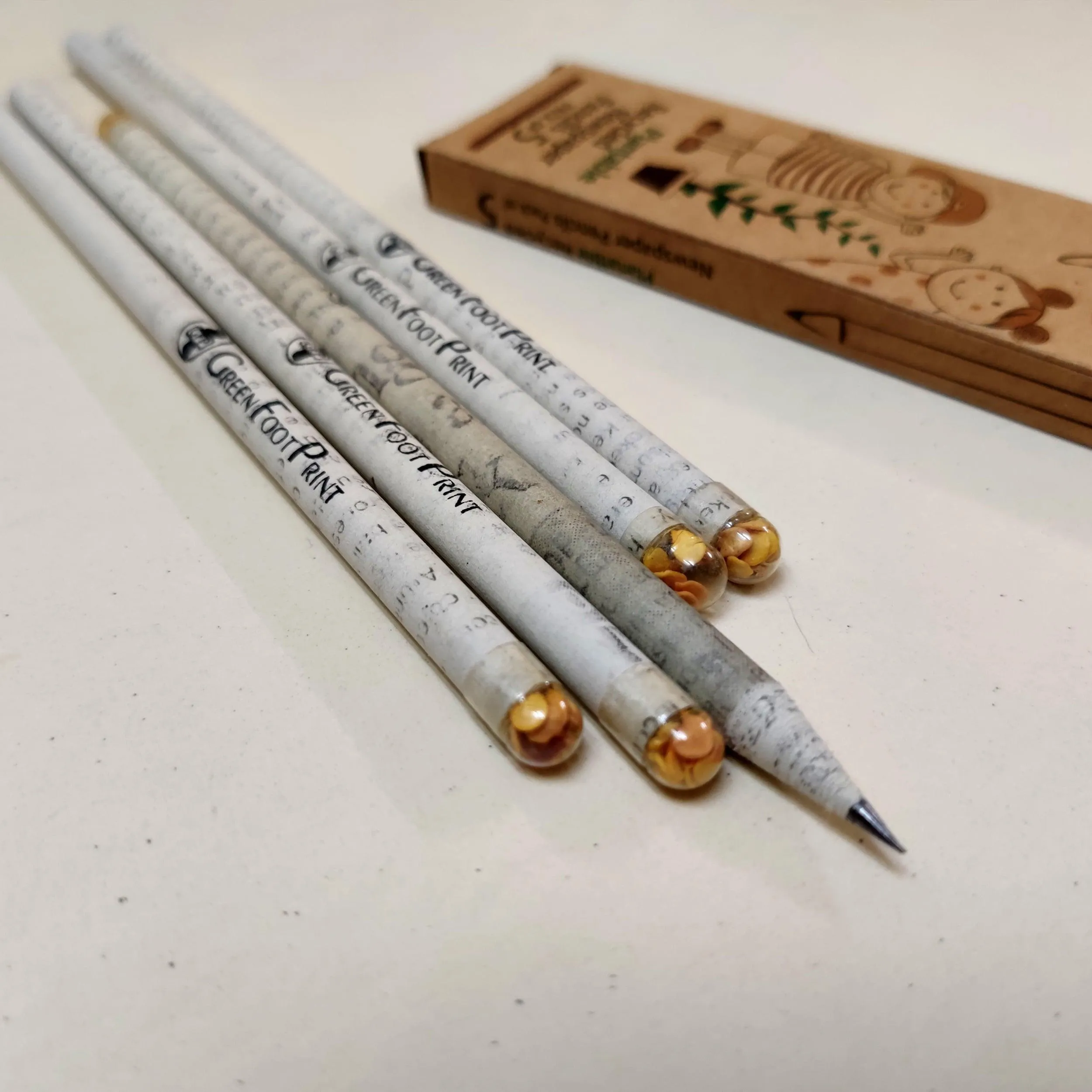 Plantable Recycled News Paper Seed Pencils - Set Of 20