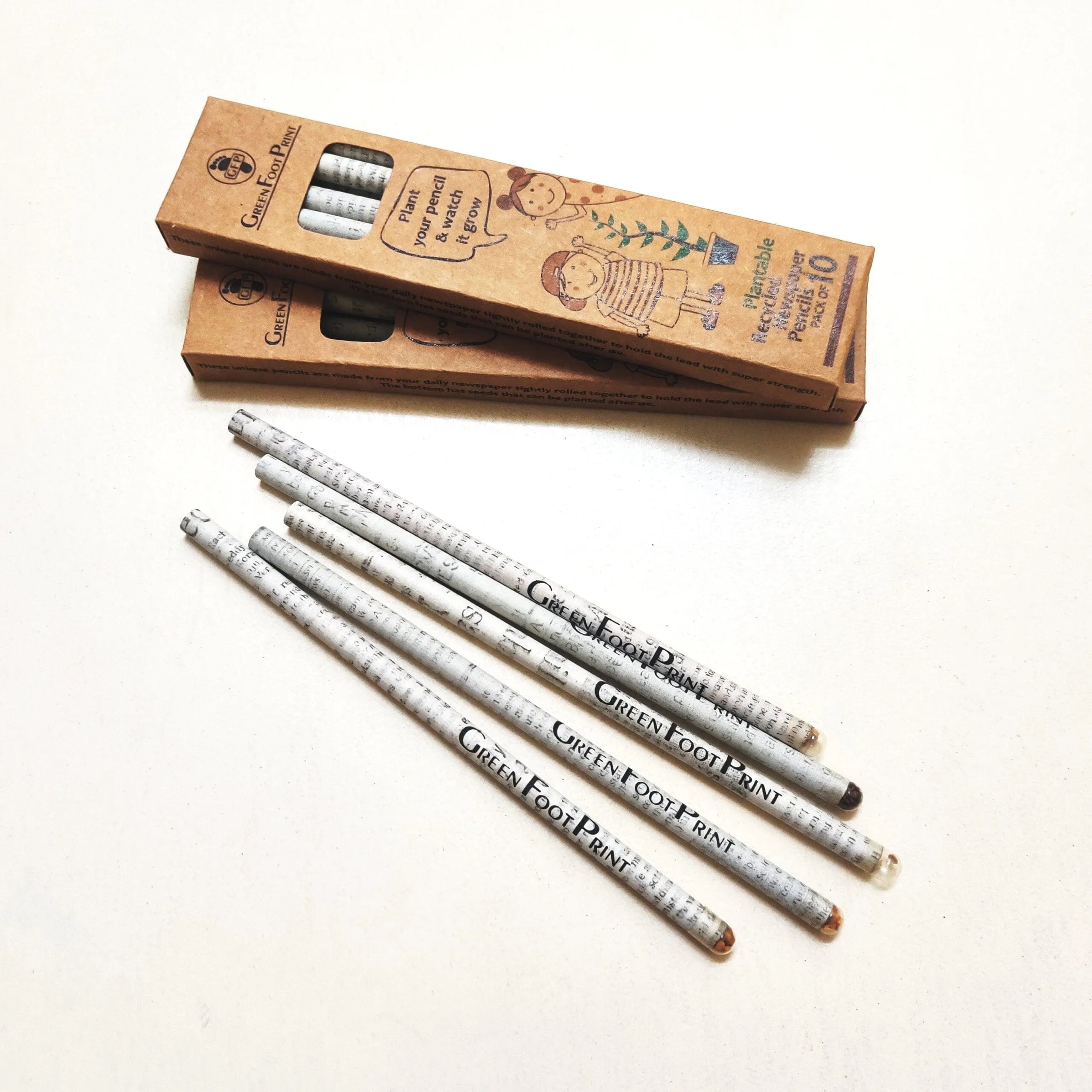 Plantable Recycled News Paper Seed Pencils - Set Of 20