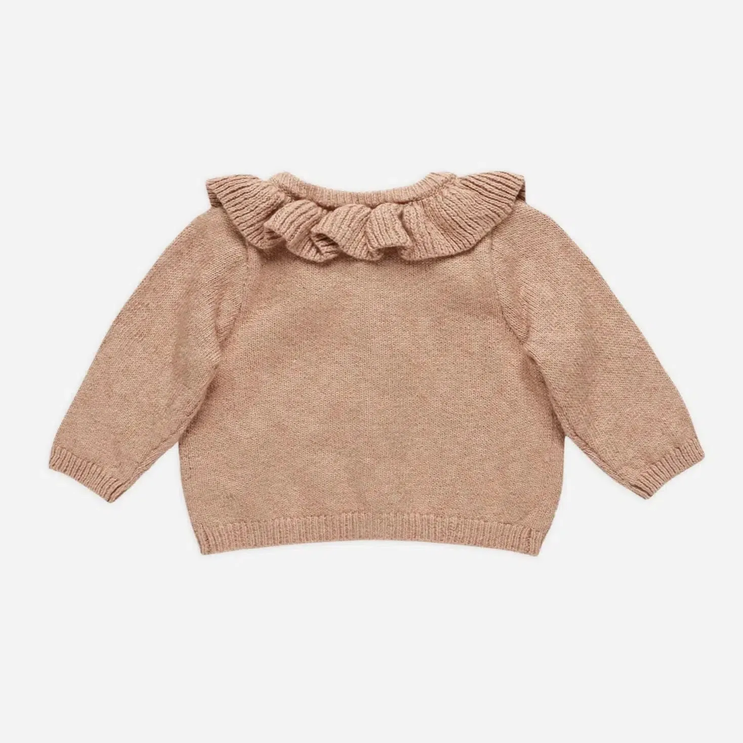 Quincy Mae - Organic Ruffle Collar Cardigan - Rose