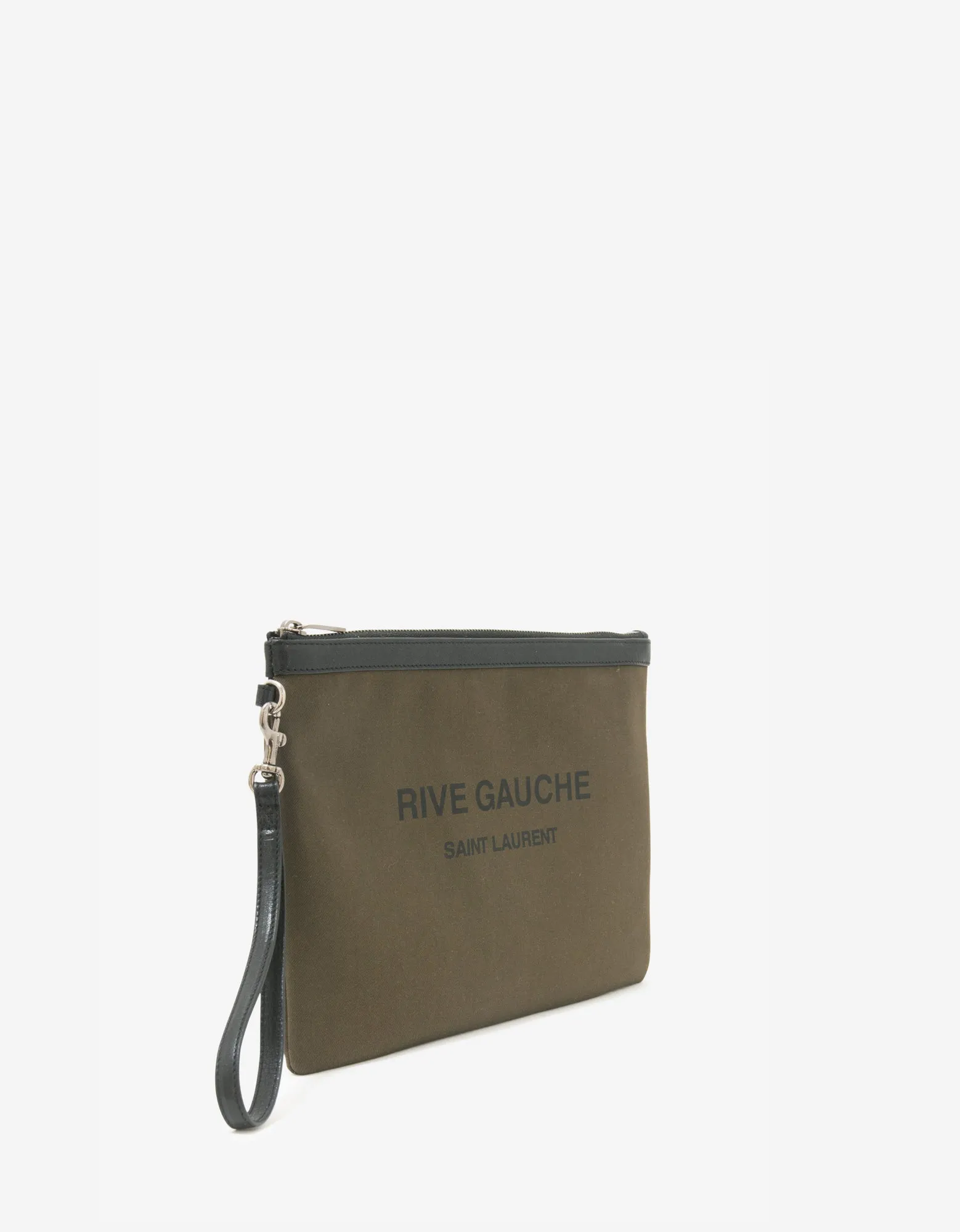 Saint Laurent Khaki Rive Gauche Zip Pouch