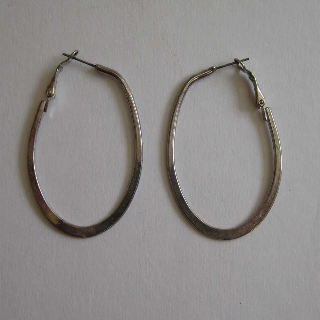 Silver-Tone Large Oval Hoop Earrings