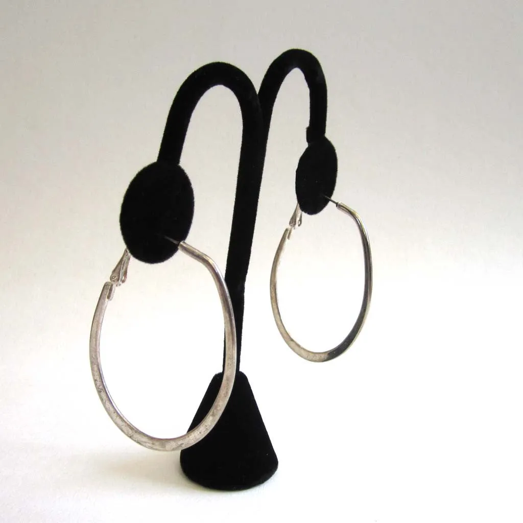Silver-Tone Large Oval Hoop Earrings