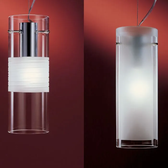 Simple Clear And Frosted Murano Glass Pendant