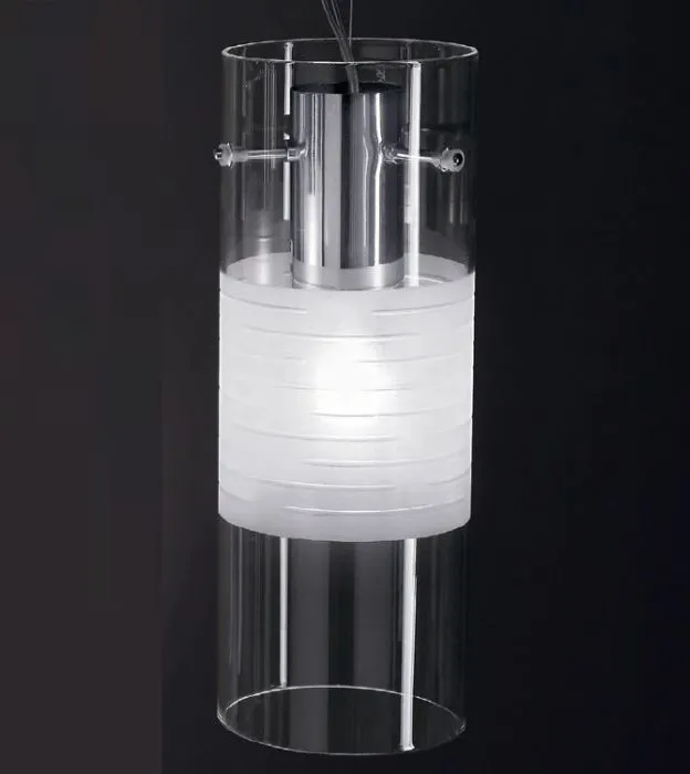 Simple Clear And Frosted Murano Glass Pendant