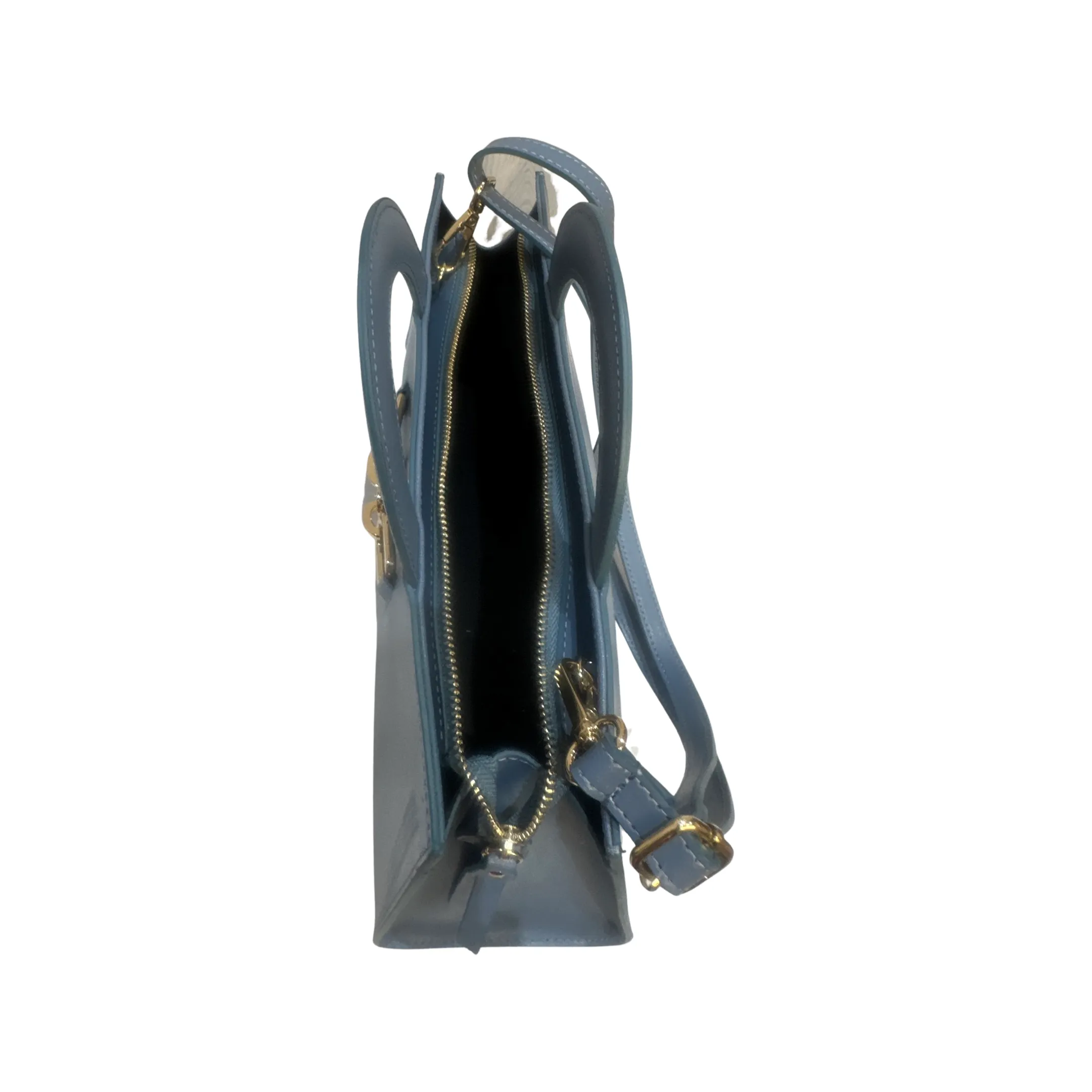 Sky Blue Large Leather Tote Bag