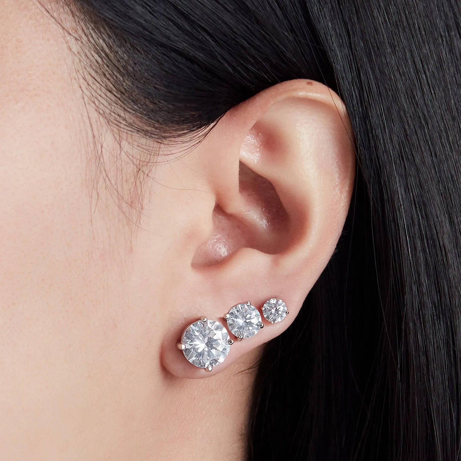 Solitaire CZ Earrings ( 0.8 cm )