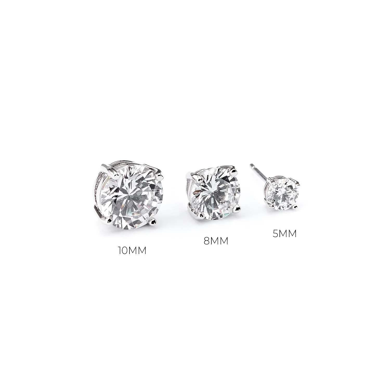Solitaire CZ Earrings ( 0.8 cm )