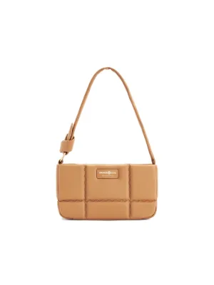 Square Stitch Cushion Shoulder Bag - Caramel