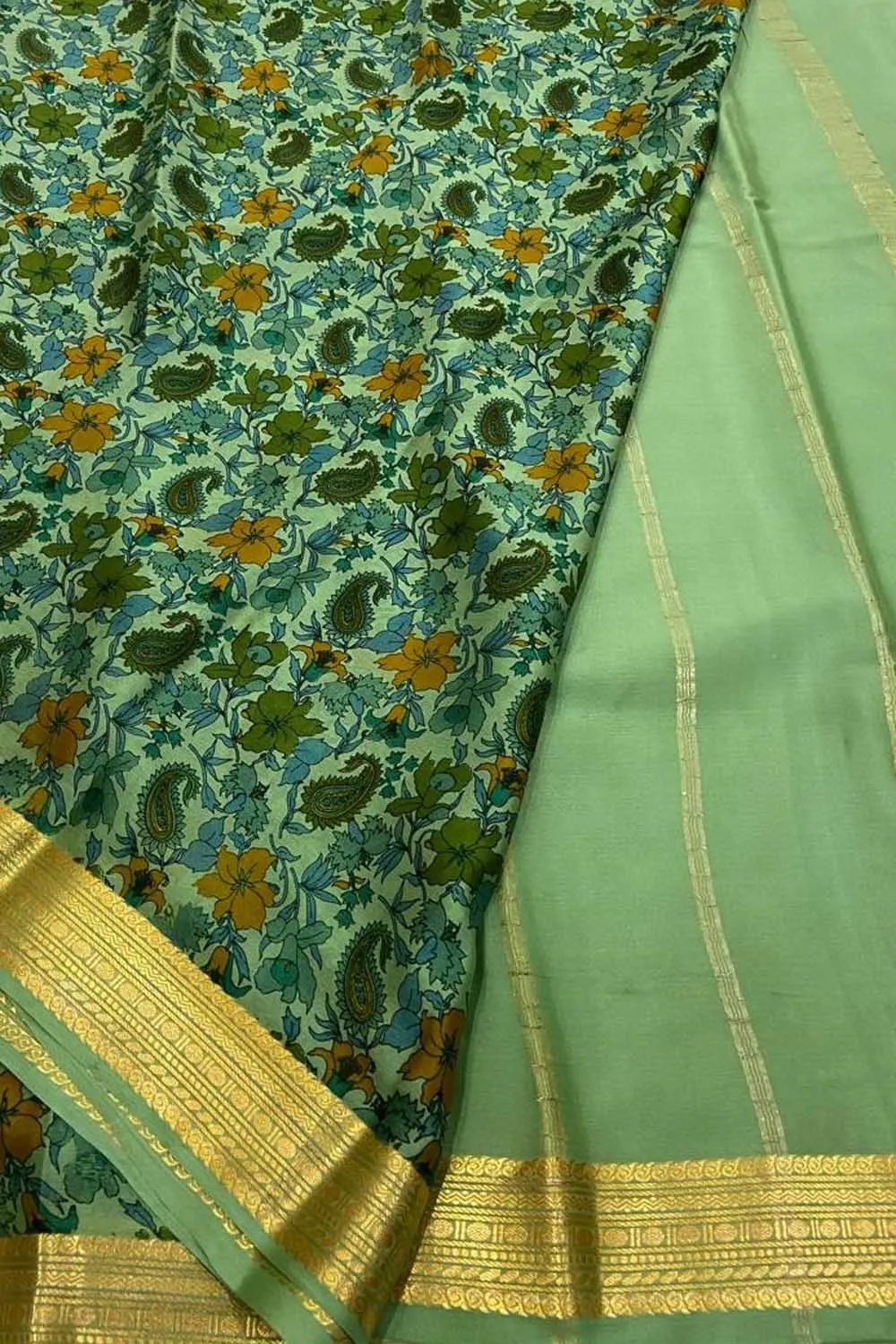 Stunning Green Crepe Saree with Digital Print