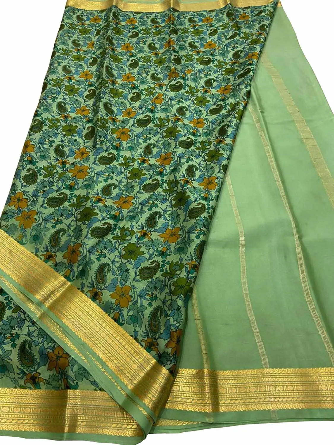 Stunning Green Crepe Saree with Digital Print
