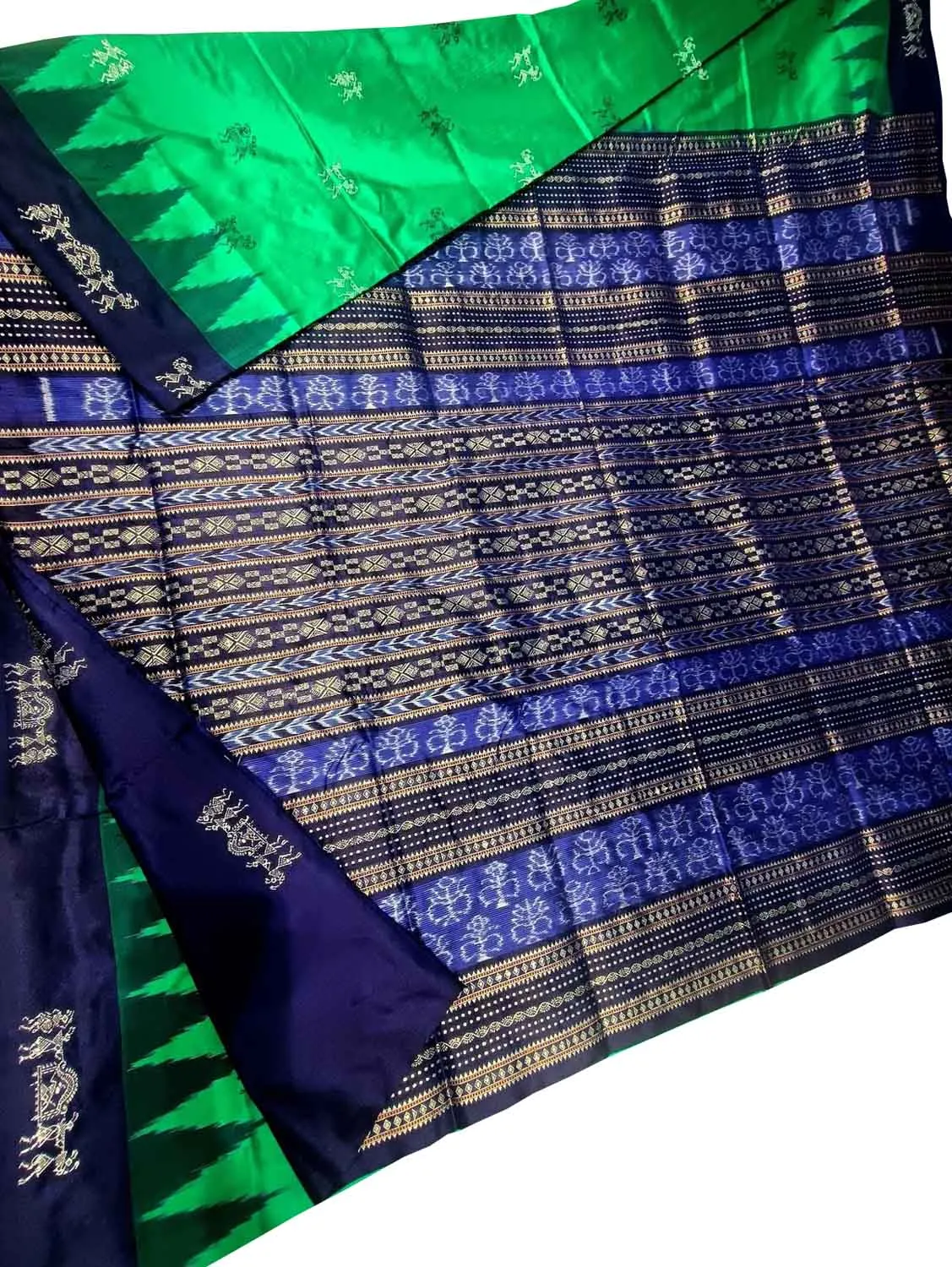 Stunning Green Handloom Double Ikat Silk Saree