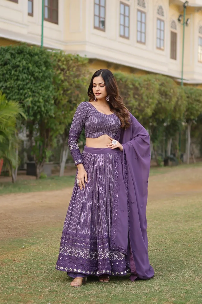 Stunning Onion Purple Lehenga Choli Set with Exquisite Sequin Work