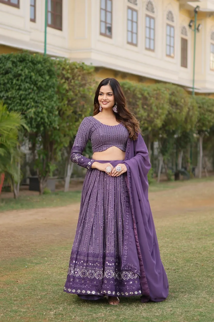 Stunning Onion Purple Lehenga Choli Set with Exquisite Sequin Work