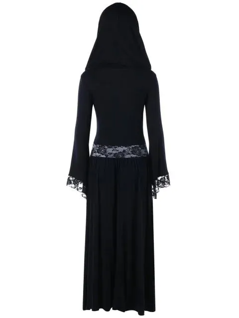 Stunning Panel Lace Up Hooded Dress