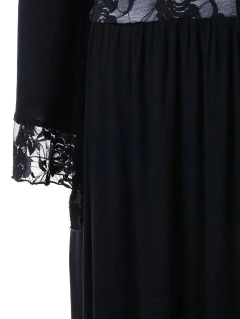 Stunning Panel Lace Up Hooded Dress
