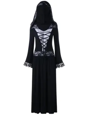 Stunning Panel Lace Up Hooded Dress