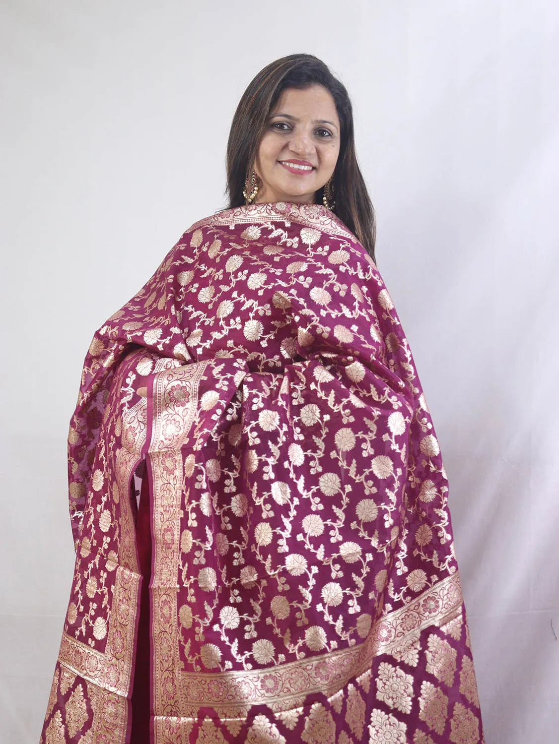 Stunning Purple Banarasi Organza Dupatta - Perfect for Any Occasion!