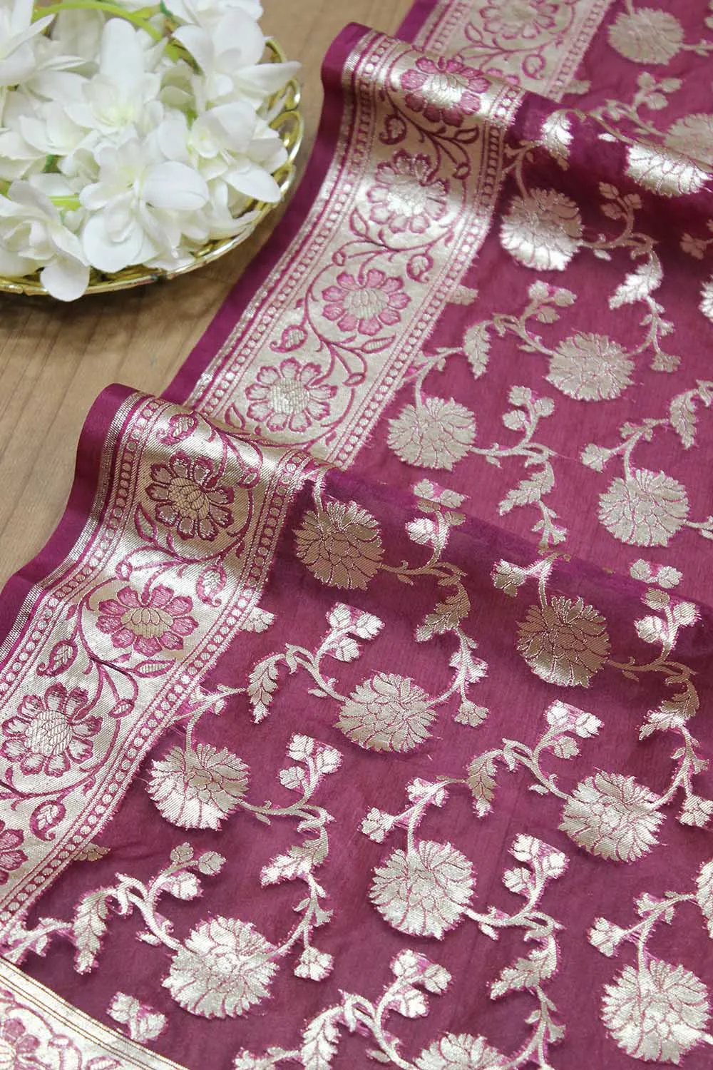 Stunning Purple Banarasi Organza Dupatta - Perfect for Any Occasion!