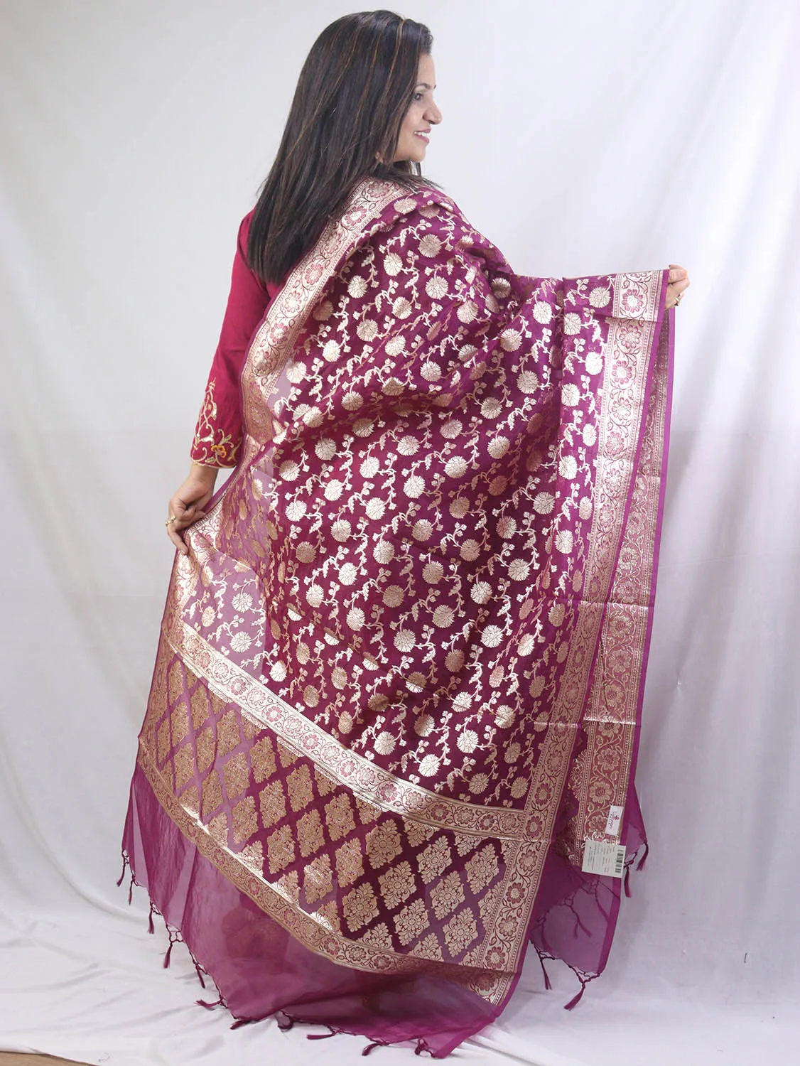 Stunning Purple Banarasi Organza Dupatta - Perfect for Any Occasion!