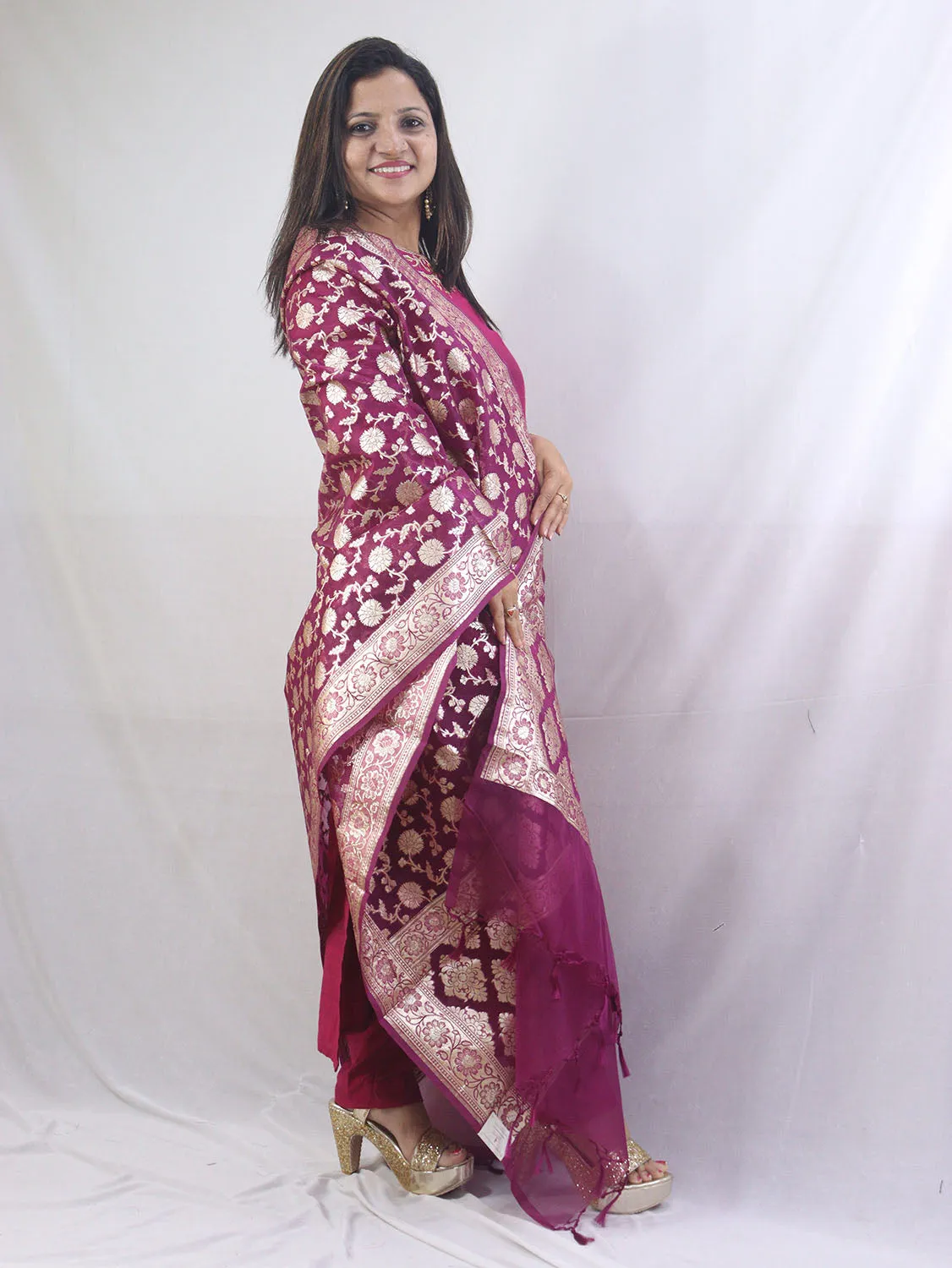 Stunning Purple Banarasi Organza Dupatta - Perfect for Any Occasion!