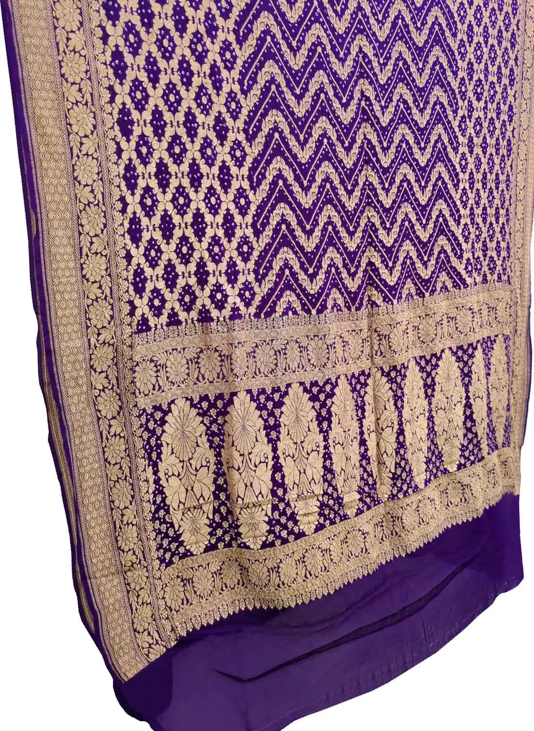 Stunning Purple Bandhani Georgette Dupatta with Neemzari