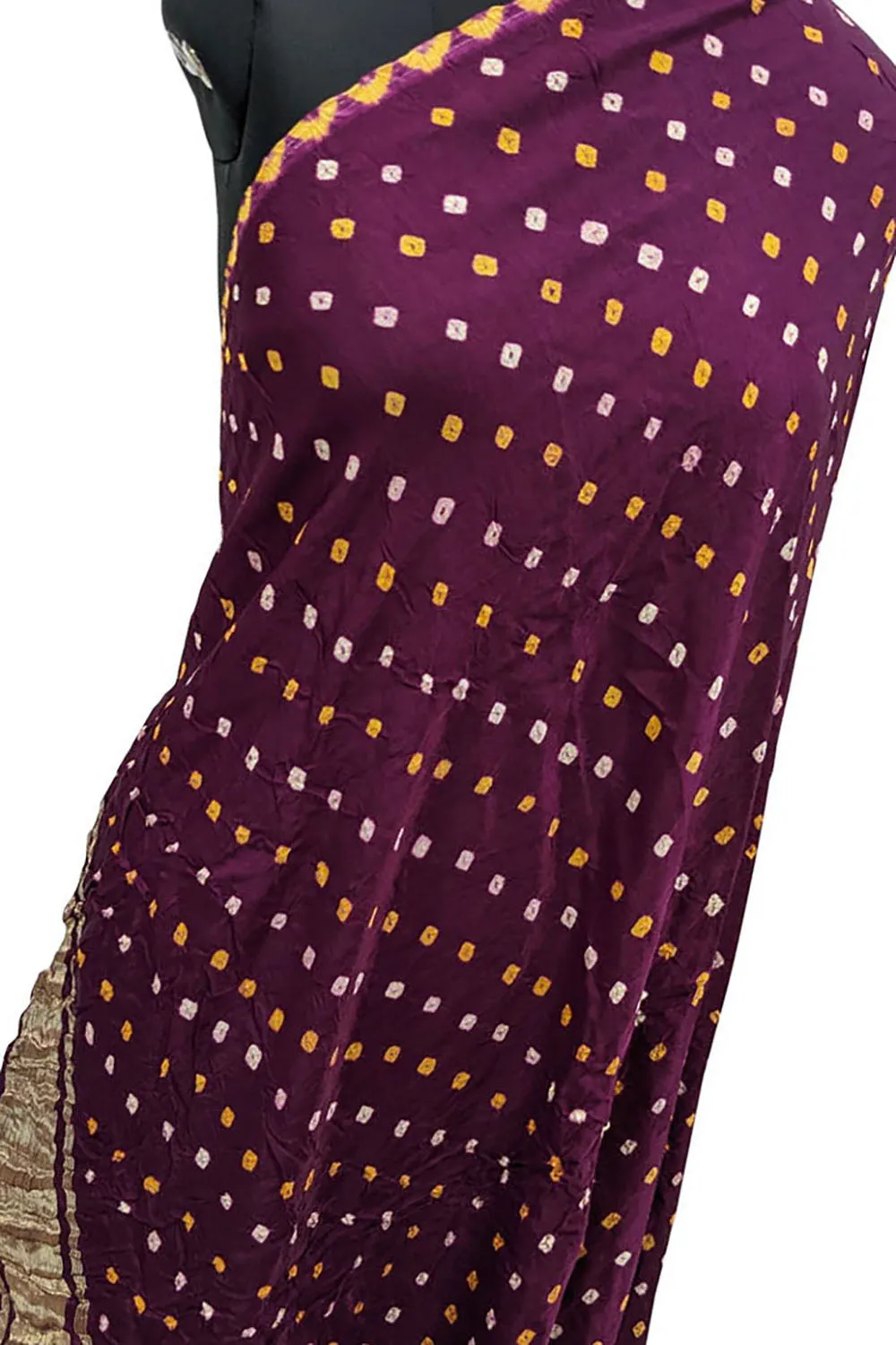 Stunning Purple Bandhani Modal Silk Dupatta