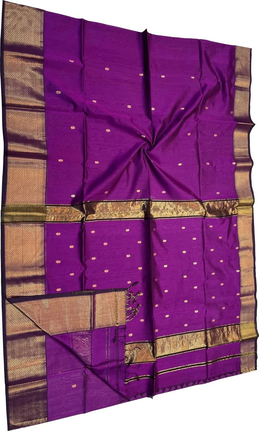 Stunning Purple Handloom Maheshwari Cotton Silk Saree