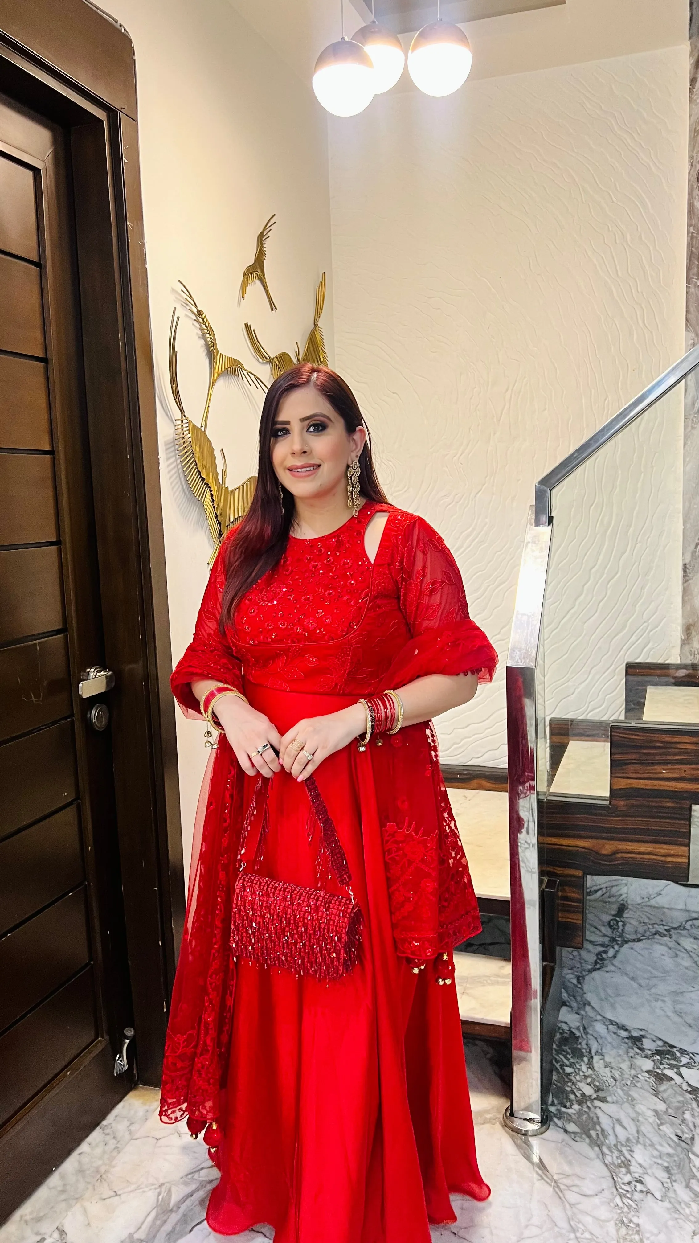 Stunning Red Anarkali