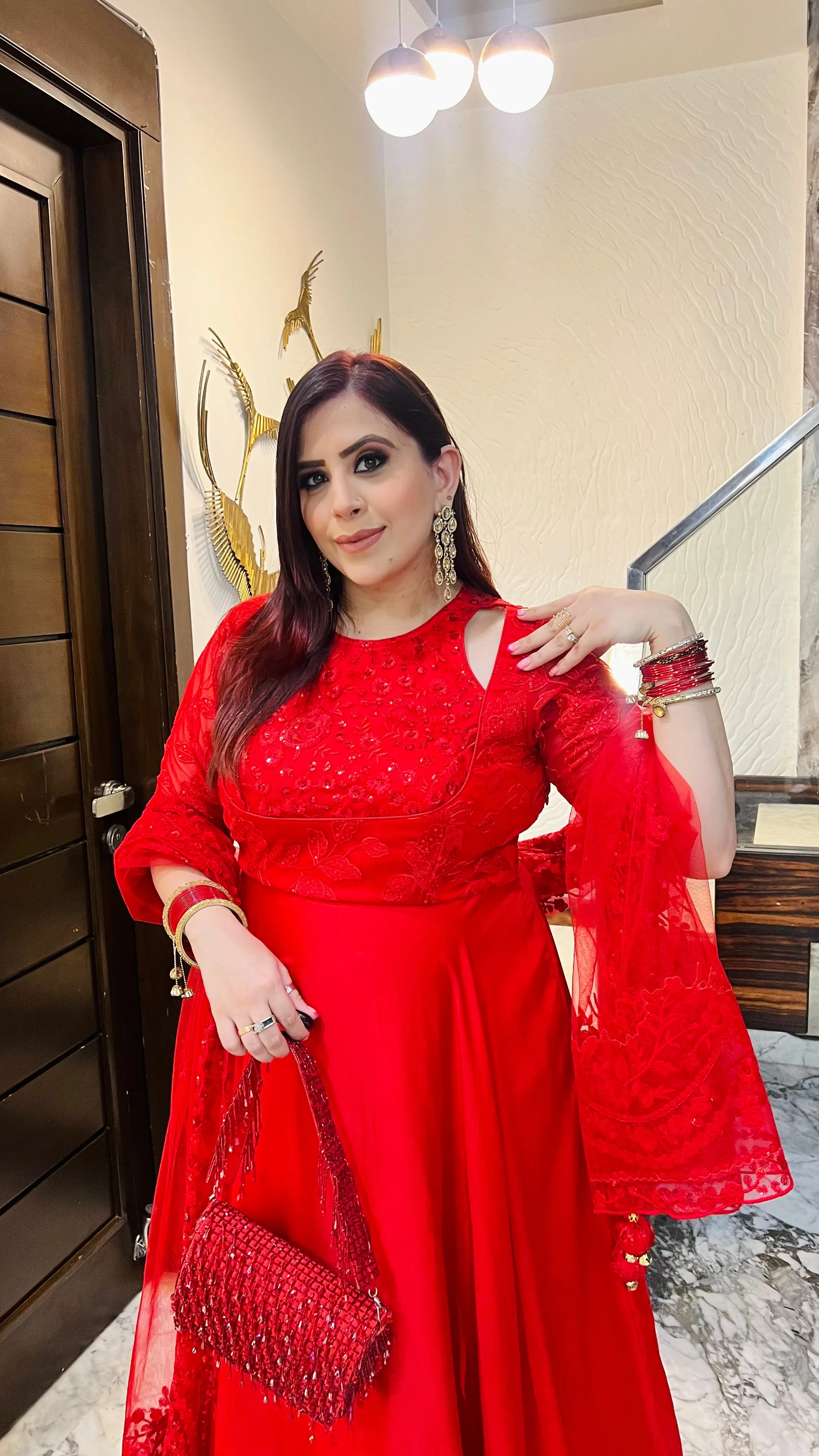 Stunning Red Anarkali
