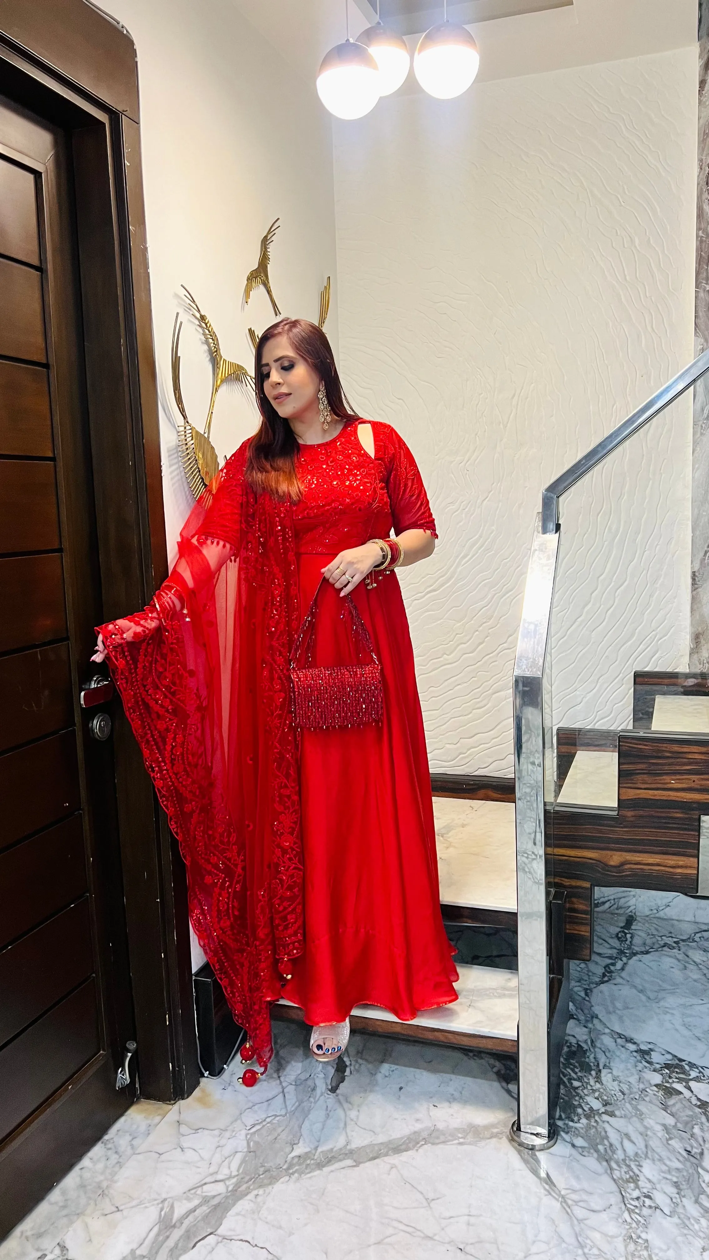 Stunning Red Anarkali