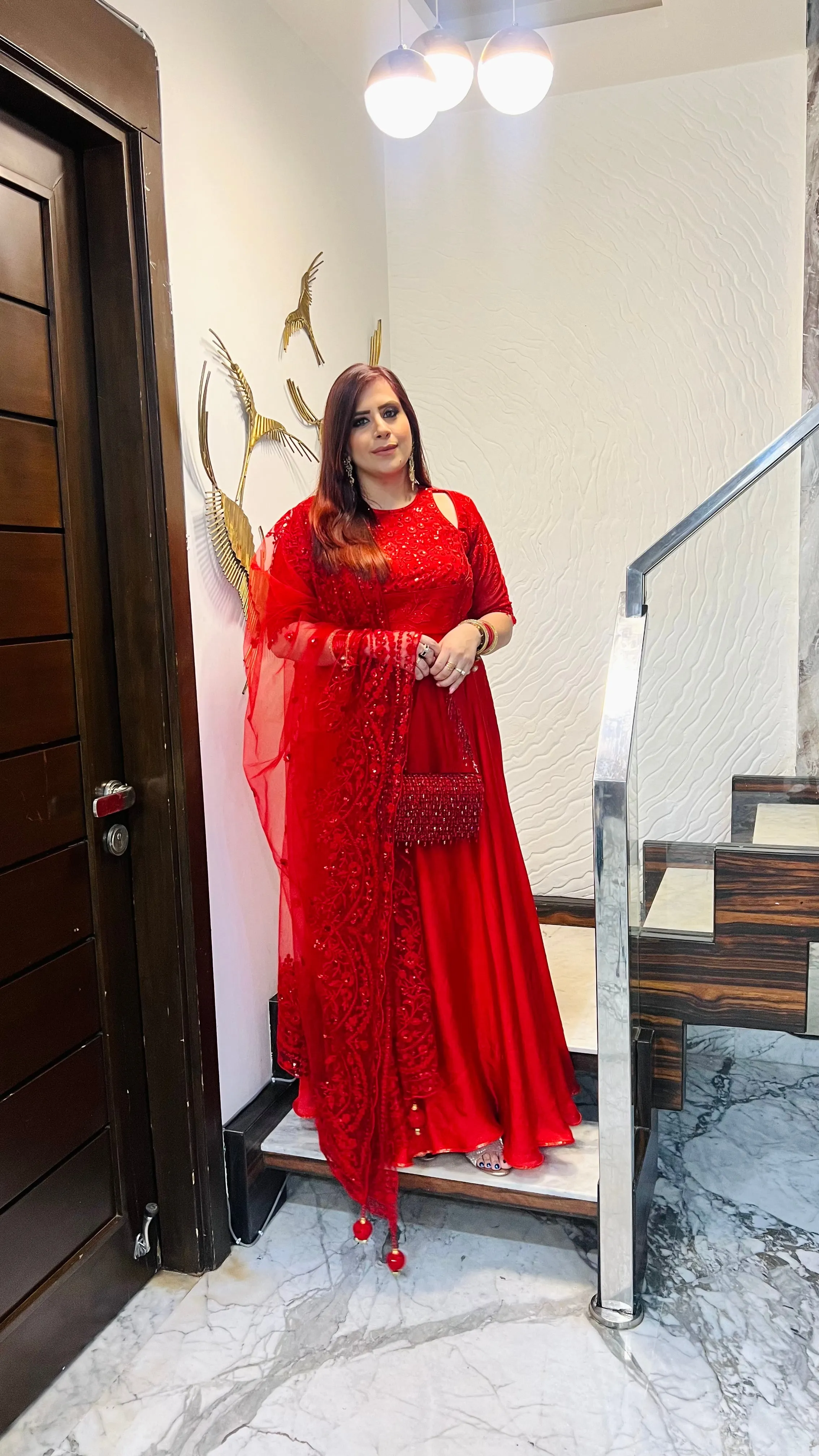Stunning Red Anarkali