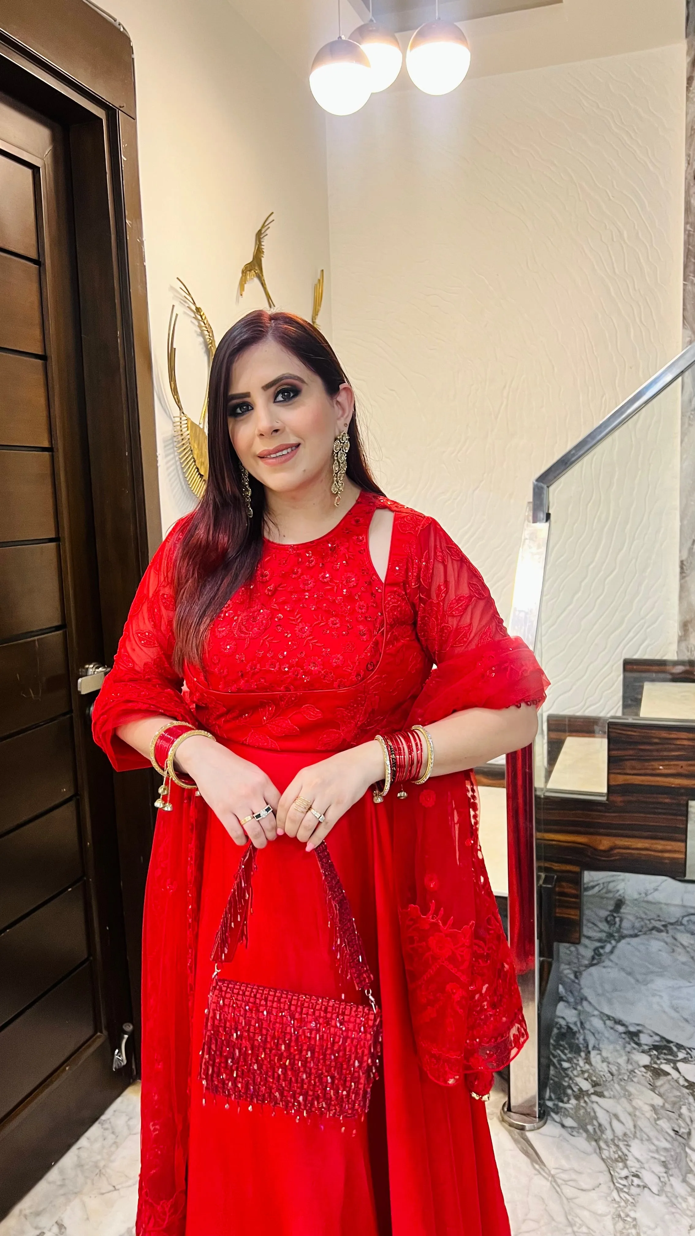 Stunning Red Anarkali