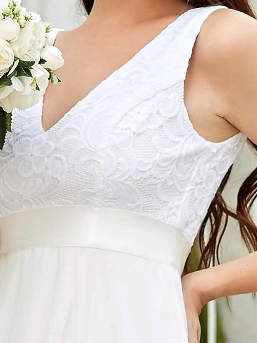 Stunning V Neck Lace Dress with Asymmetrical Hems