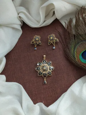 Stunning Zircon Star Design Pendant Set with Matching Accessory