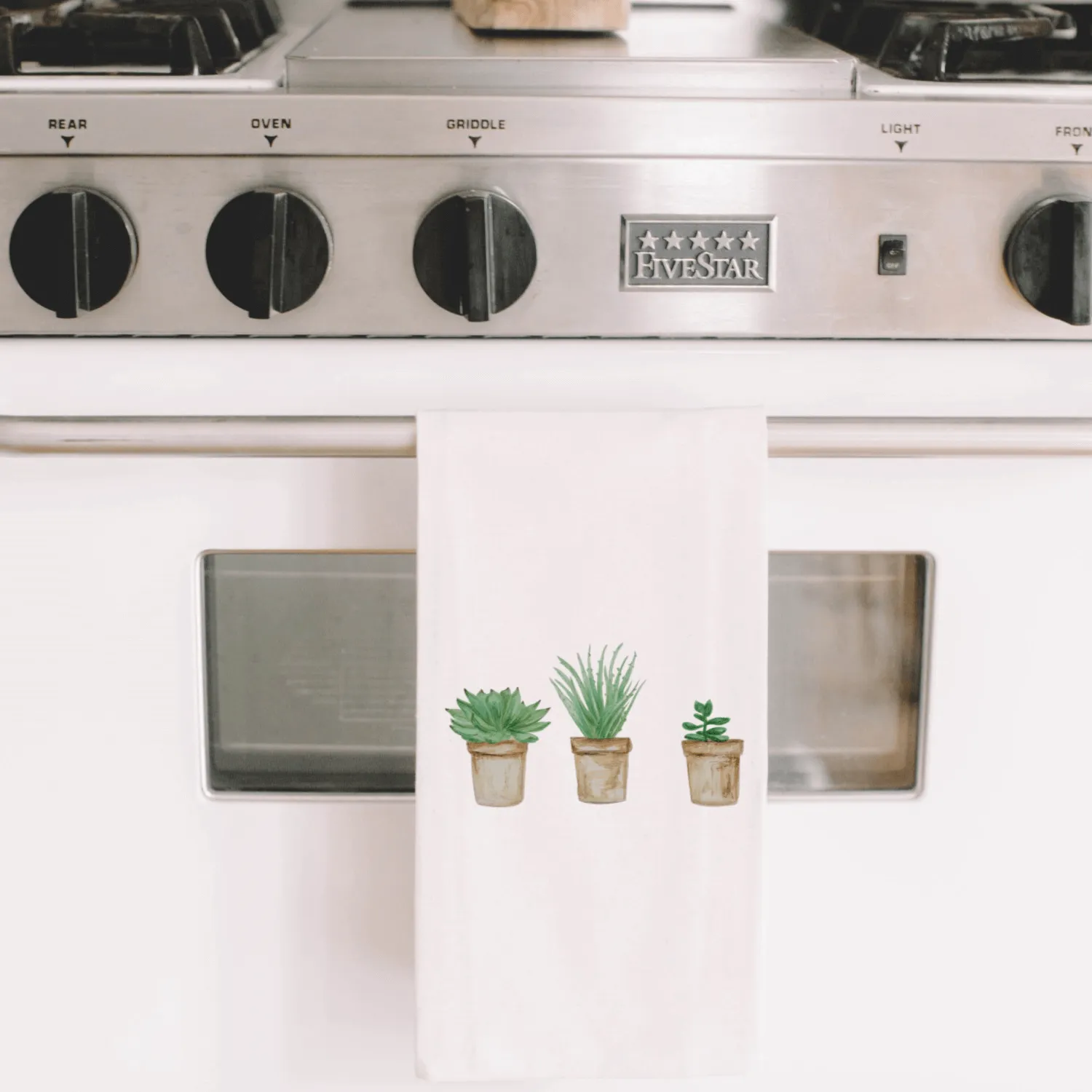 Succulent Pots Watercolor Tea Towel - 100% Organic Cotton