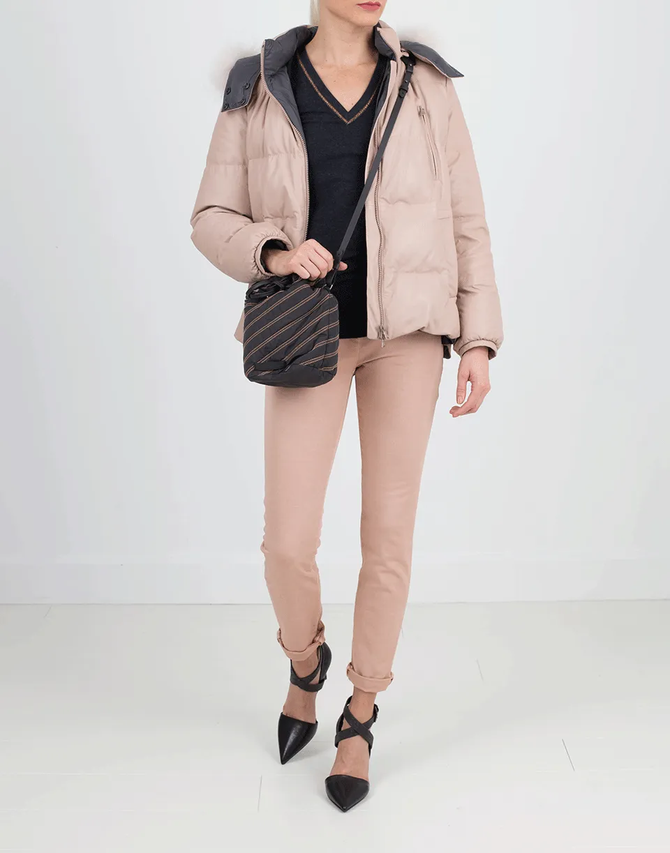 Taffeta Monili Stripe Mini Bucket
