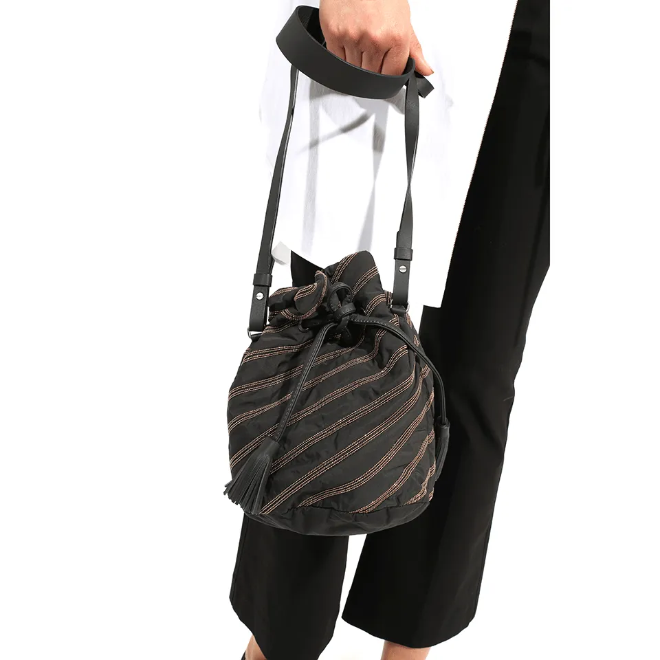 Taffeta Monili Stripe Mini Bucket
