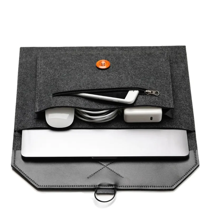 The Buttoned Wool Laptop Sleeve 13-inch