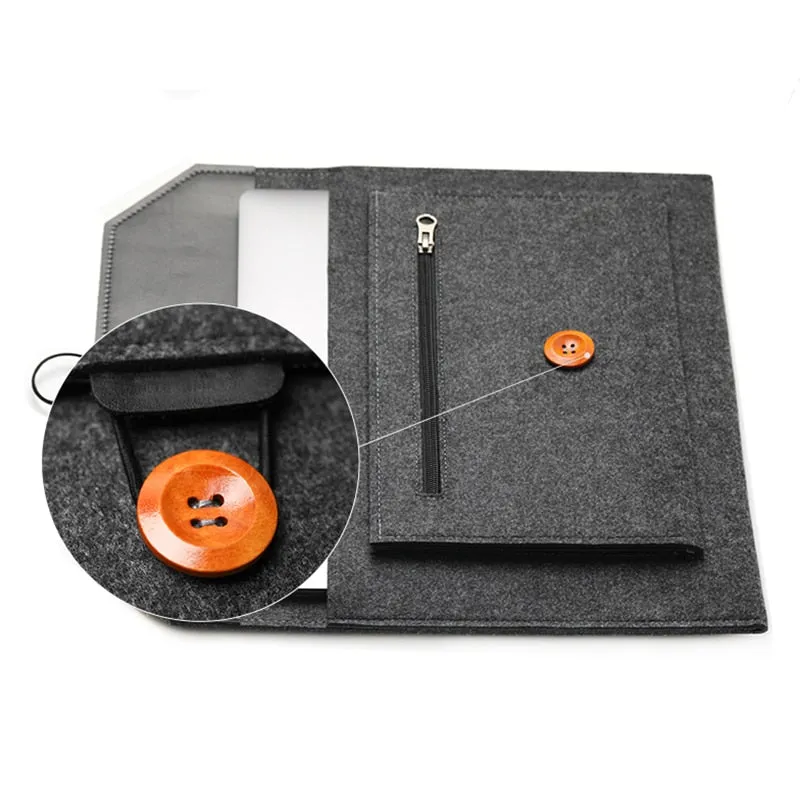The Buttoned Wool Laptop Sleeve 13-inch
