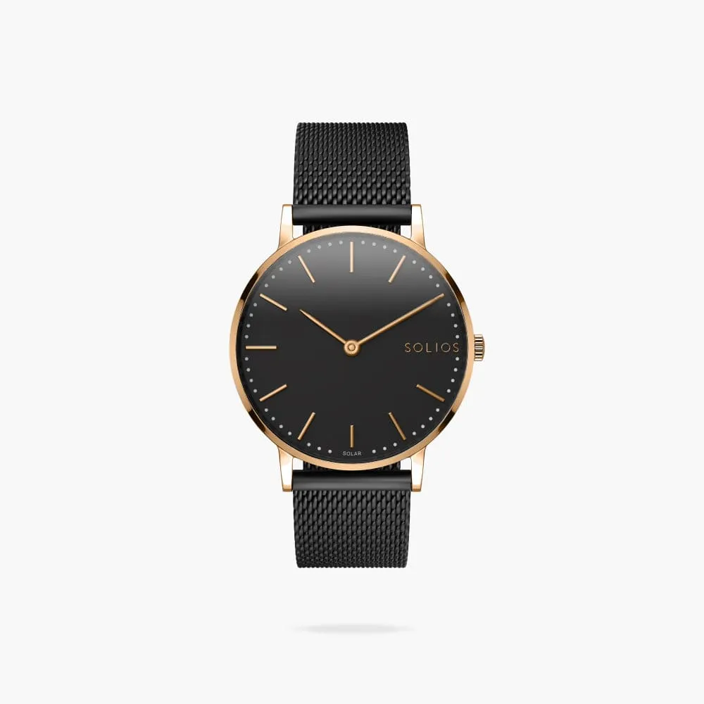 The Solar Classic | Black Dial - Rose Gold Case
