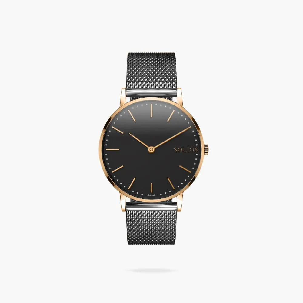 The Solar Classic | Black Dial - Rose Gold Case